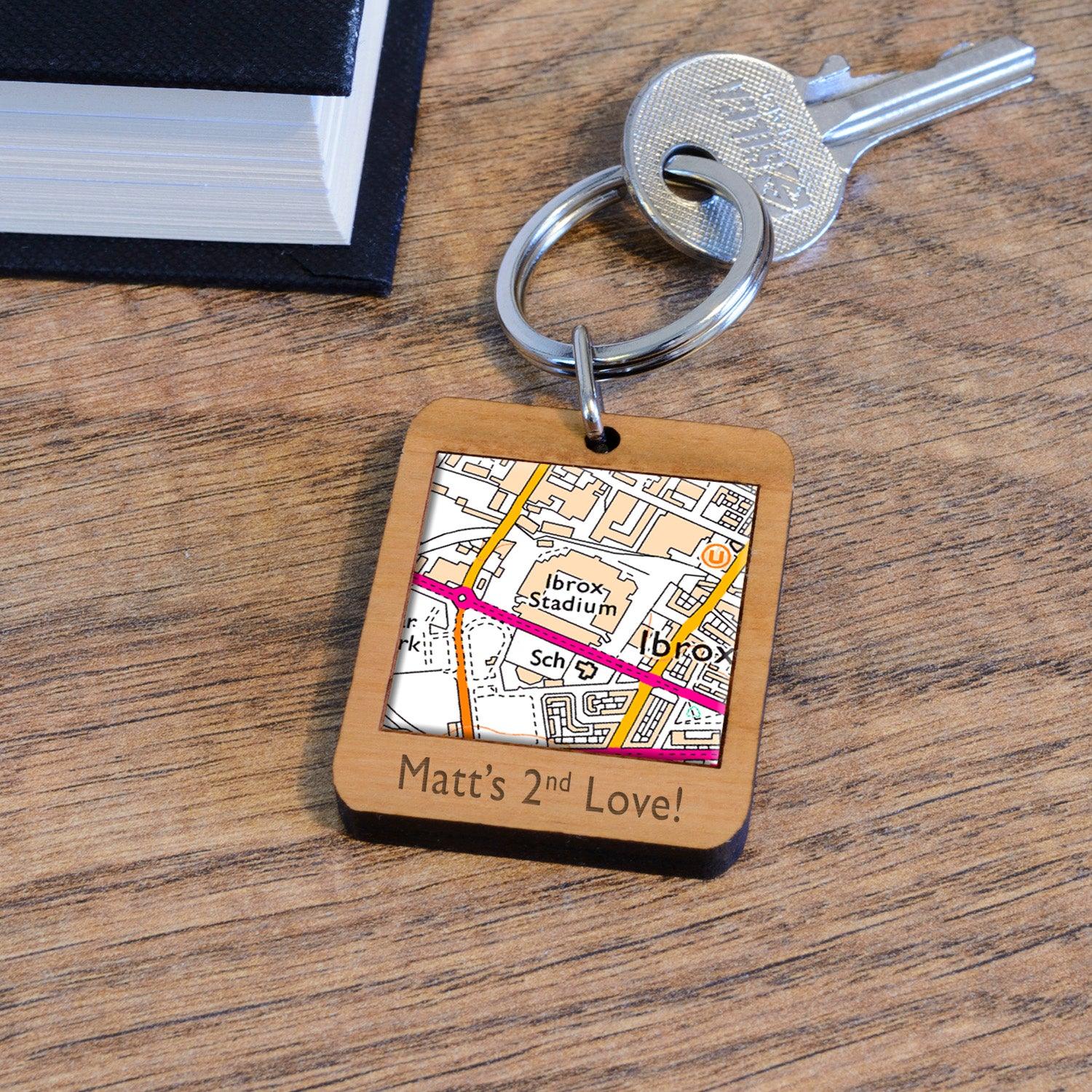 Football Stadium Map Wooden Keyring