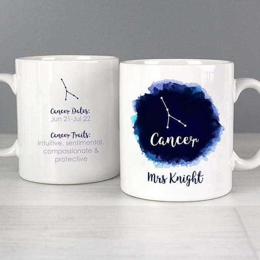 Personalised Cancer Zodiac Star Sign Mug (June 21st - July 22nd) - Myhappymoments.co.uk