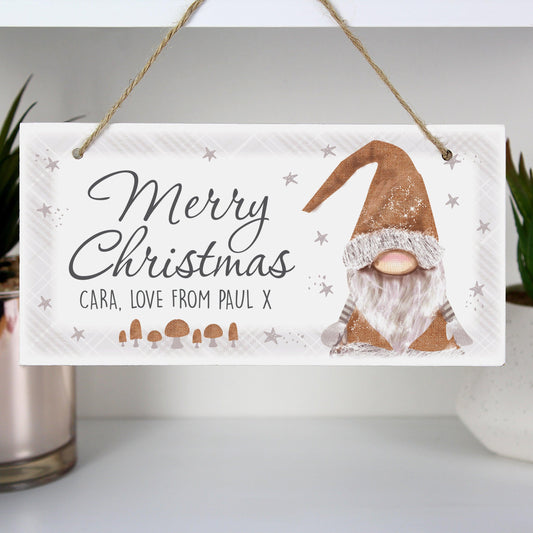 Personalised Scandinavian Gnome Wooden Sign