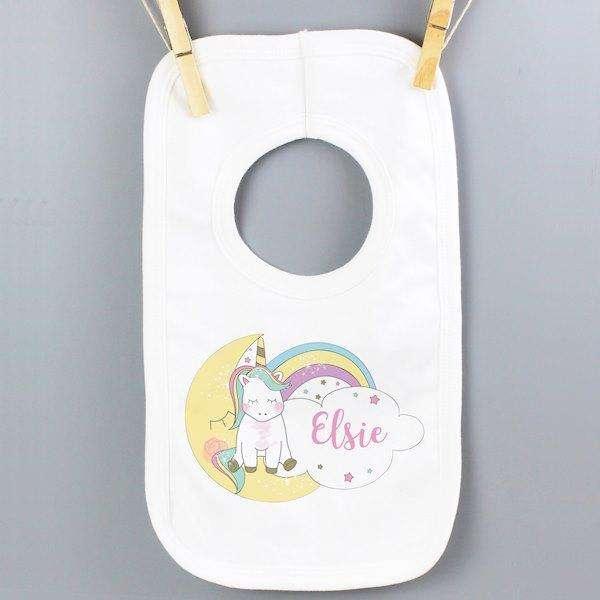 Personalised Unicorn Baby Bib - Myhappymoments.co.uk