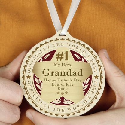 Personalised Number 1 Round Wooden Medal