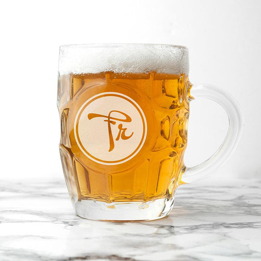 Personalised Round Monogrammed Dimpled Beer Glass