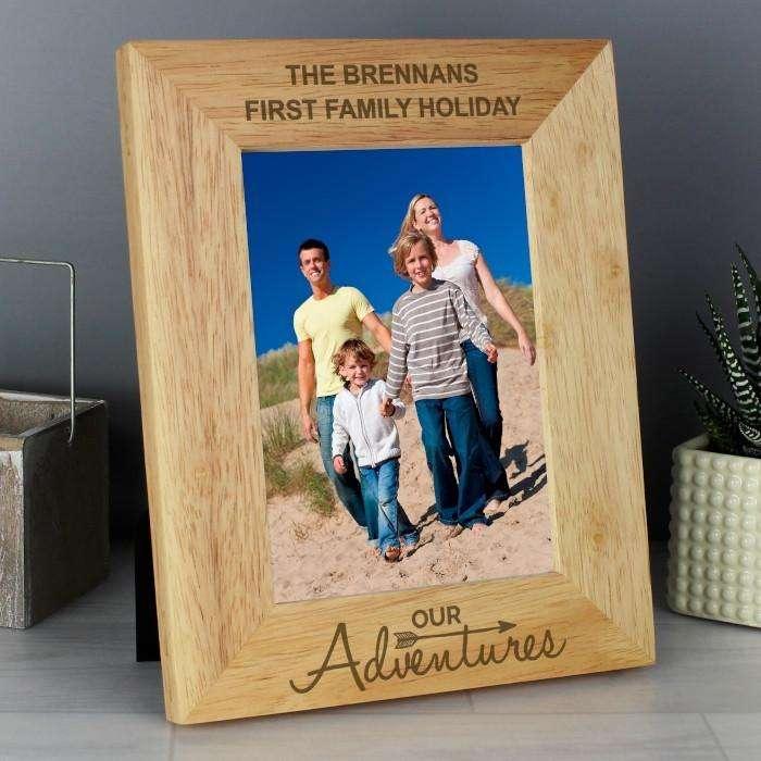 Personalised Our Adventure 5x7 Wooden Photo Frame - Myhappymoments.co.uk