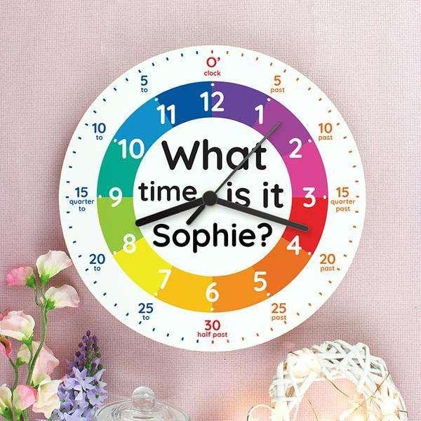 Personalised Kids 'What time is it?' Clock - Myhappymoments.co.uk