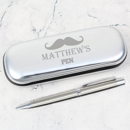 Personalised Moustache Pen and Box Set