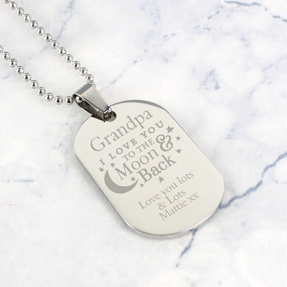 Personalised I Love You To The Moon & Back Dog Tag Necklace - Myhappymoments.co.uk