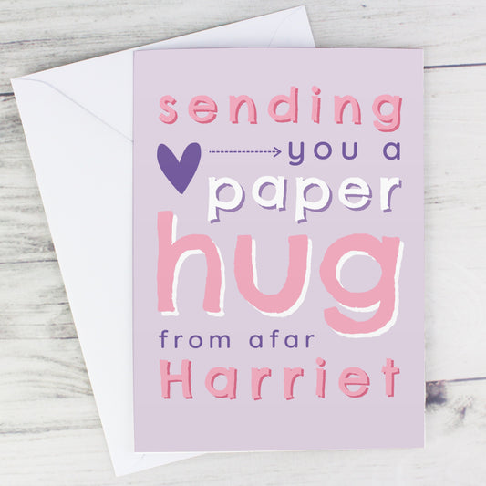 Personalised Pink Hug From Afar Card