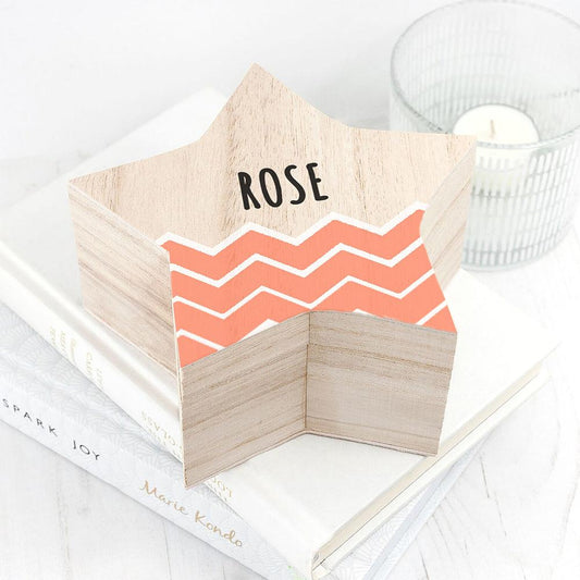 Personalised Orange Zig Zag Star Trinket Box