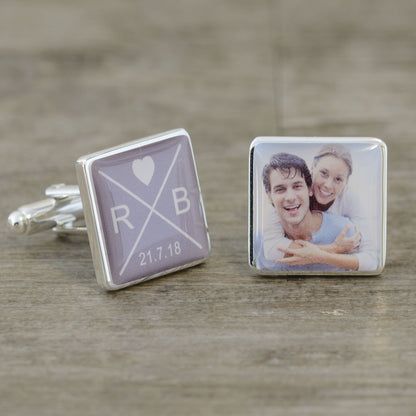 Personalised Initials Date & Photo Cufflinks - Myhappymoments.co.uk