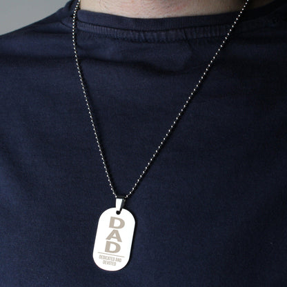 Personalised Dad Stainless Steel Dog Tag Necklace - Myhappymoments.co.uk