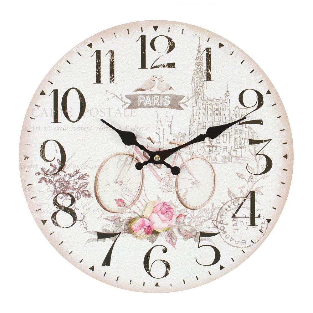 34cm Shabby Chic Paris Bicycle Clock