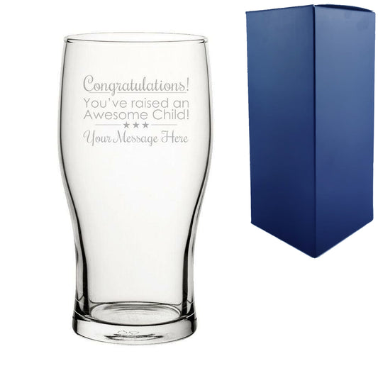 Funny Engraved Congratulations! You raised an Awesome Child Pint Glass 