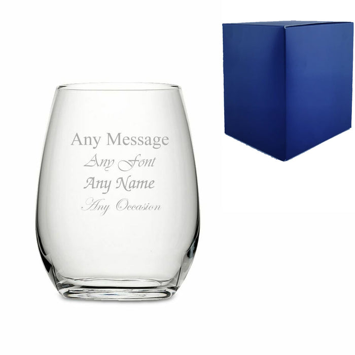 Engraved 15.5oz Stemless White Wine Glass Image 1