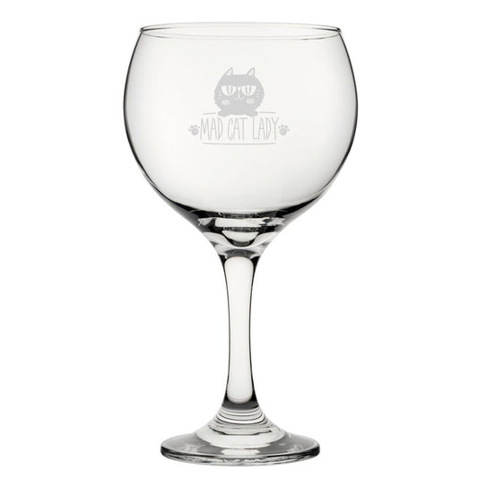 Funny Novelty Mad Cat Lady Gin Balloon Cocktail Glass