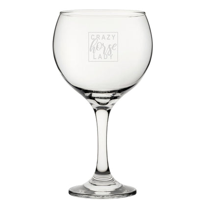 Crazy Horse Lady - Engraved Novelty Gin Balloon Cocktail Glass Image 1