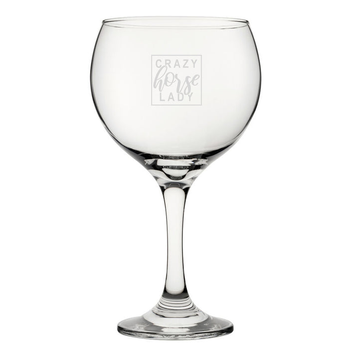 Crazy Horse Lady - Engraved Novelty Gin Balloon Cocktail Glass Image 1