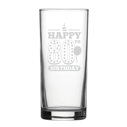 Happy 80th Birthday - Engraved Novelty Hiball Glass Image 1