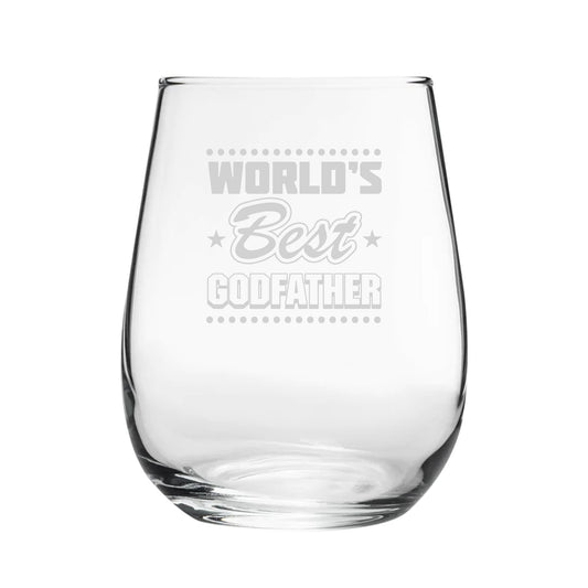 World's Best Godfather - Engraved Novelty Stemless Wine Gin Tumbler Image 1