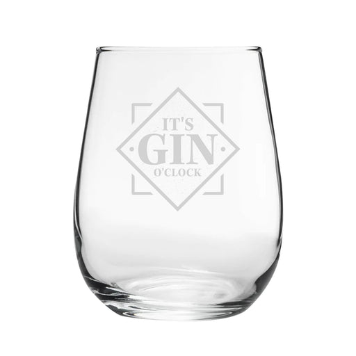 It's Gin O'Clock - Engraved Novelty Stemless Gin Tumbler Image 1