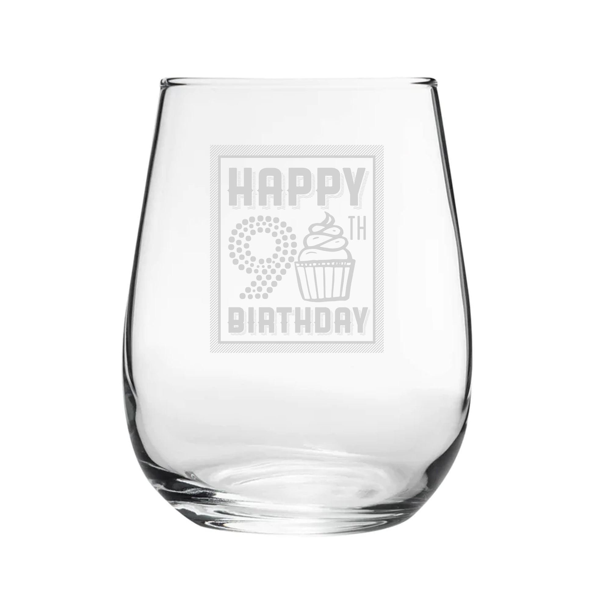 Happy 90th Birthday - Engraved Novelty Stemless Wine Gin Tumbler Image 2