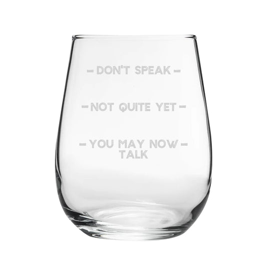 Don't Speak Novelty Measure Wine Gin Glass Gift Boxed