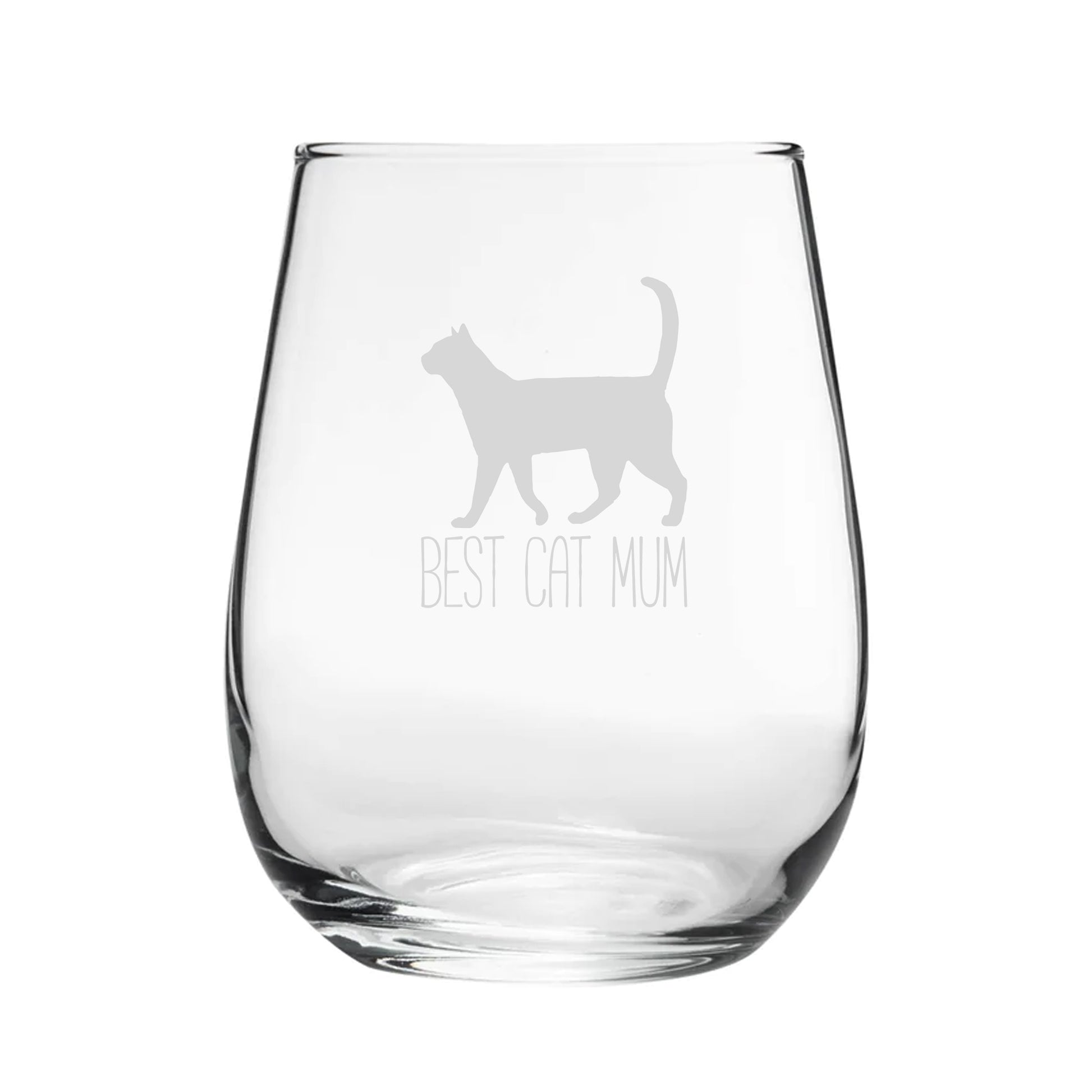 Funny Novelty Best Cat Mum Stemless Wine Gin Glass