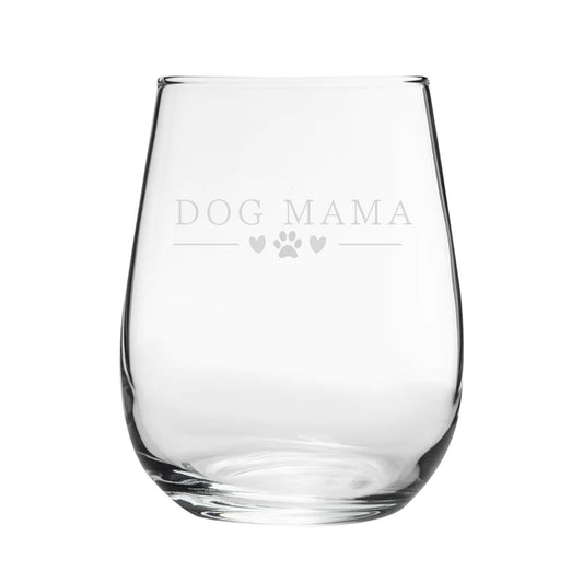 Dog Mama Stemless Wine Gin Glass Gift Boxed