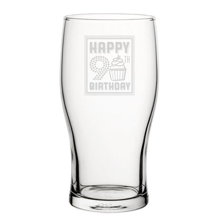 Happy 90th Birthday - Engraved Novelty Tulip Pint Glass Image 2