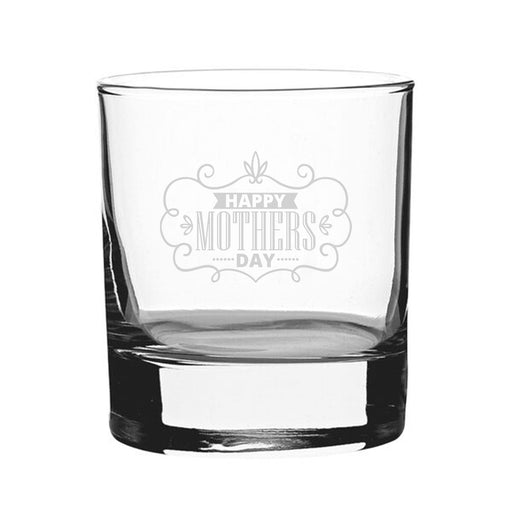 Happy Mothers Day Bordered Design - Engraved Novelty Whisky Tumbler Image 1