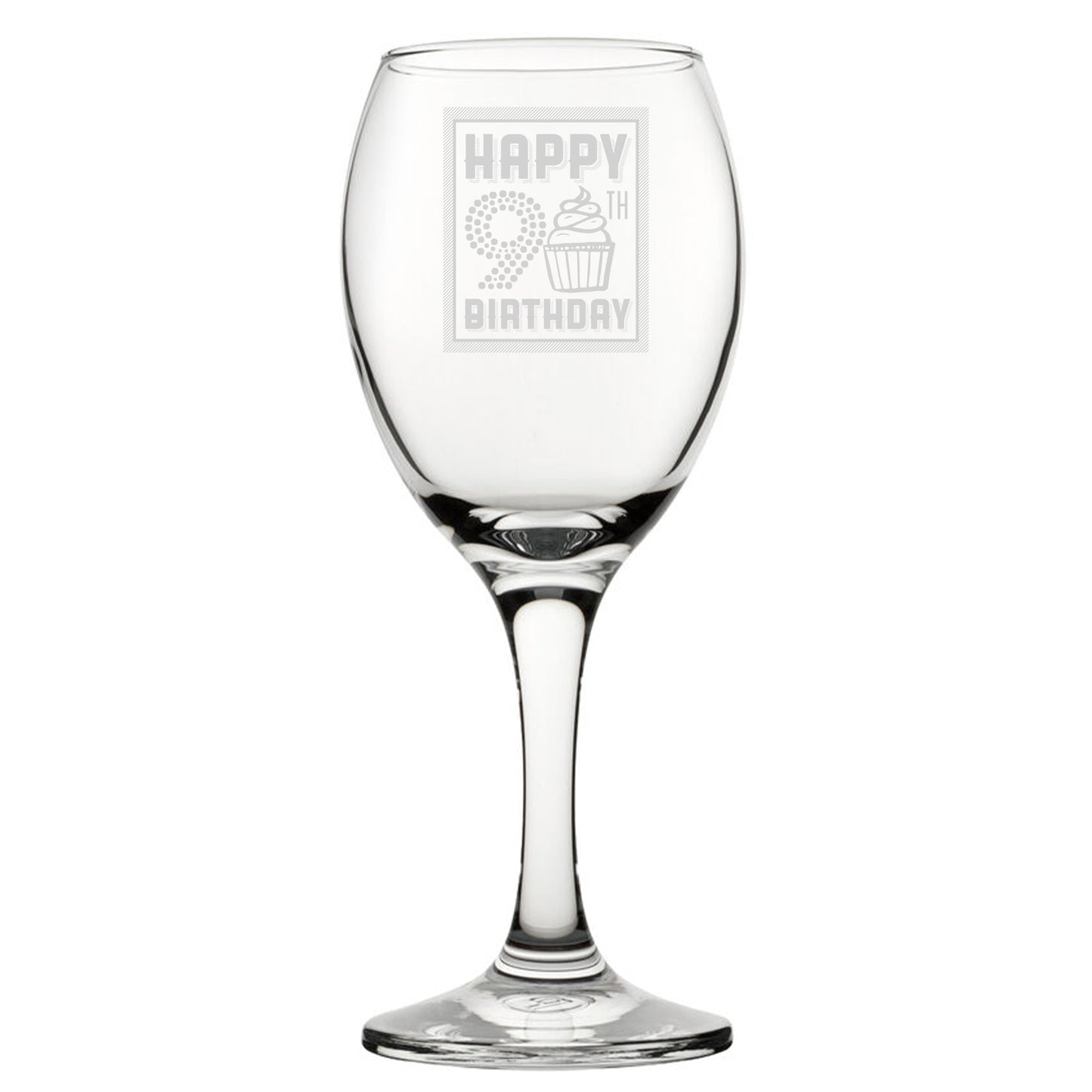 Happy 90th Birthday - Engraved Novelty Wine Glass Image 1