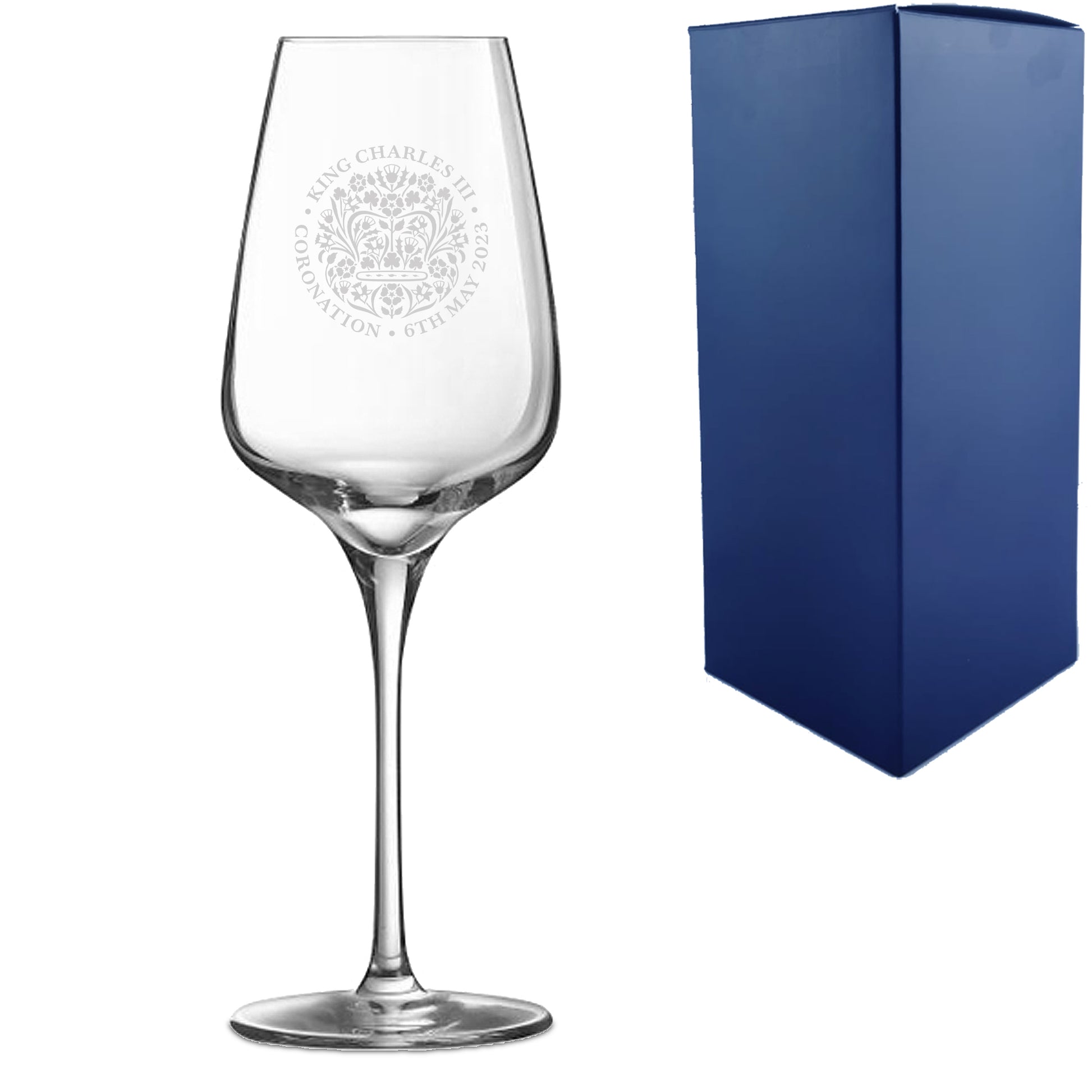 Engraved Commemorative Coronation of the King Red Wine Glass Image 2