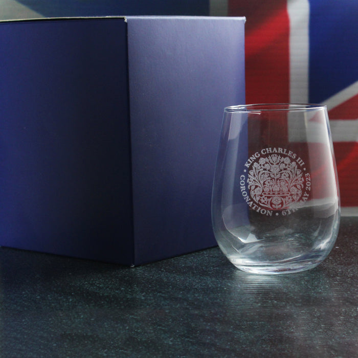 Engraved Commemorative Coronation of the King Stemless Tumbler Image 3