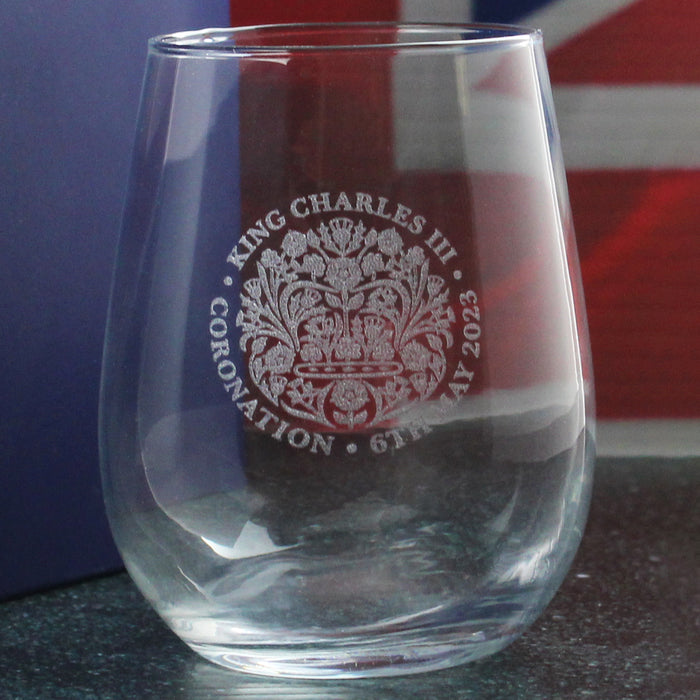 Engraved Commemorative Coronation of the King Stemless Tumbler Image 4