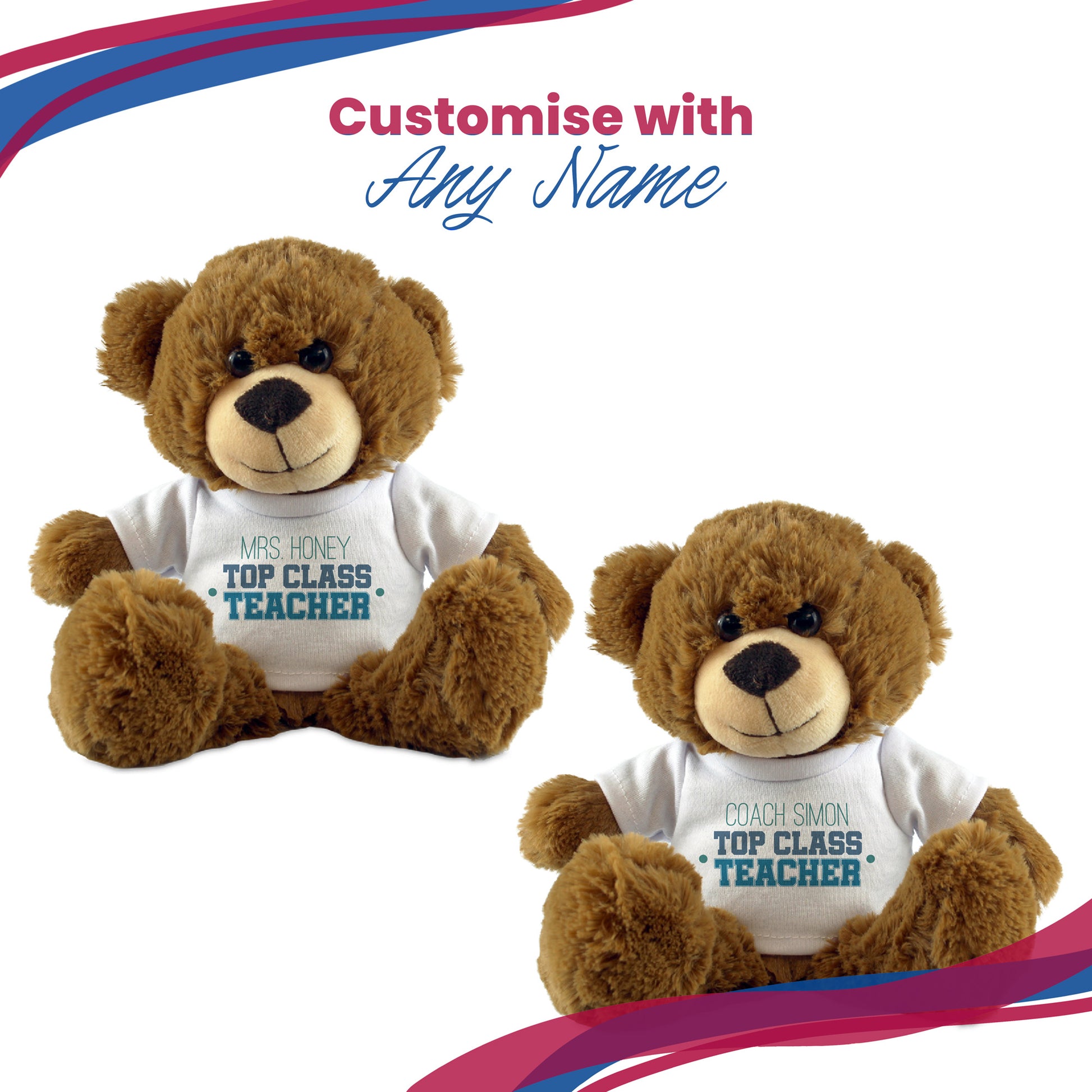 Dark Brown Teddy Bear with Top Class Teacher Design T-Shirt Image 5