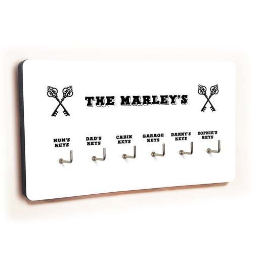 Personalised Novelty White 6 hook key holder - Cross keys Image 1