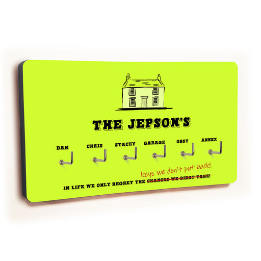 Personalised Novelty Green 6 hook key holder - House Image 1