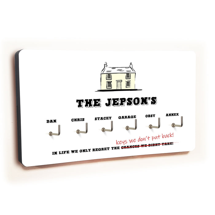 Personalised Novelty White 6 hook key holder - House Image 1