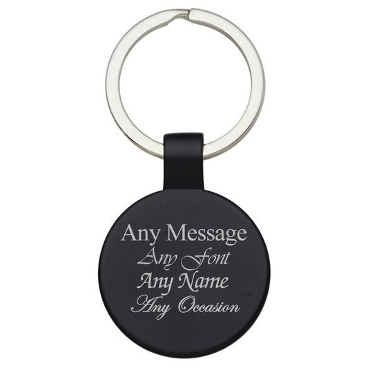 Engraved Round Black Keyring Image 1