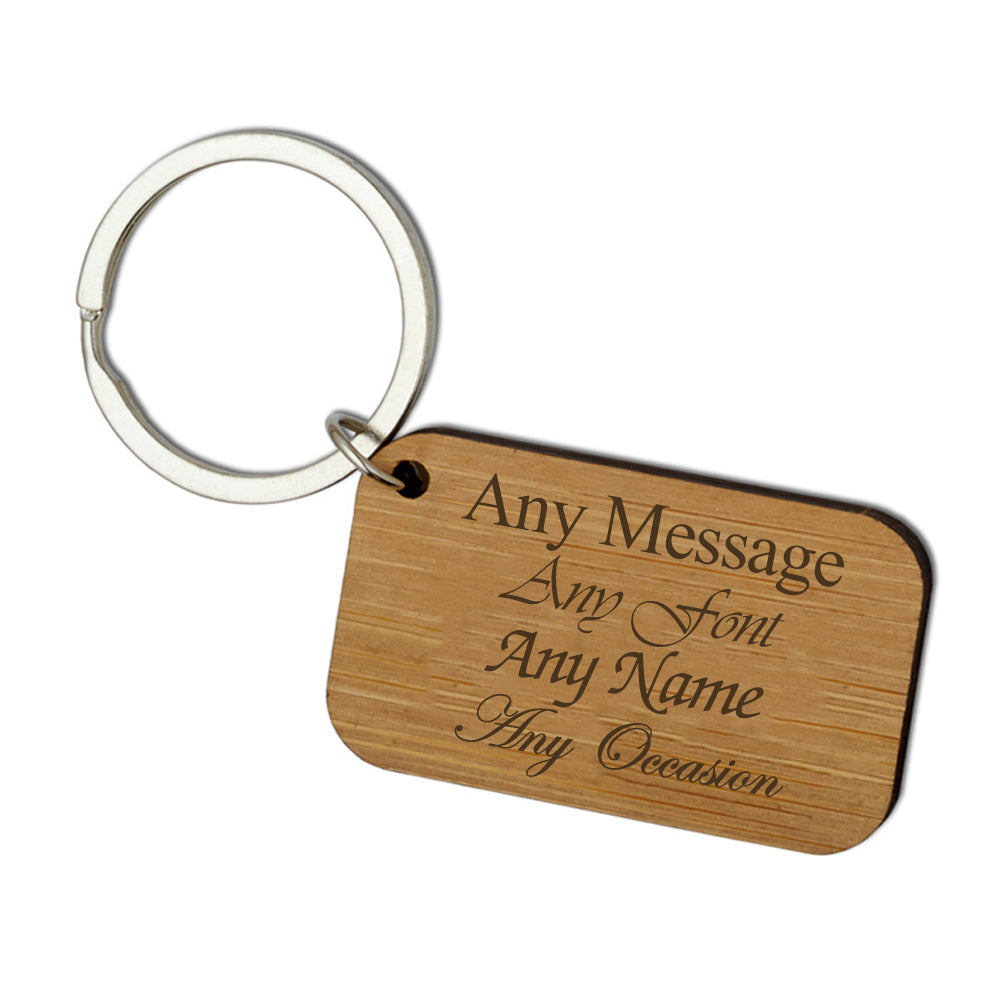 Engraved Bamboo Keyring Image 1