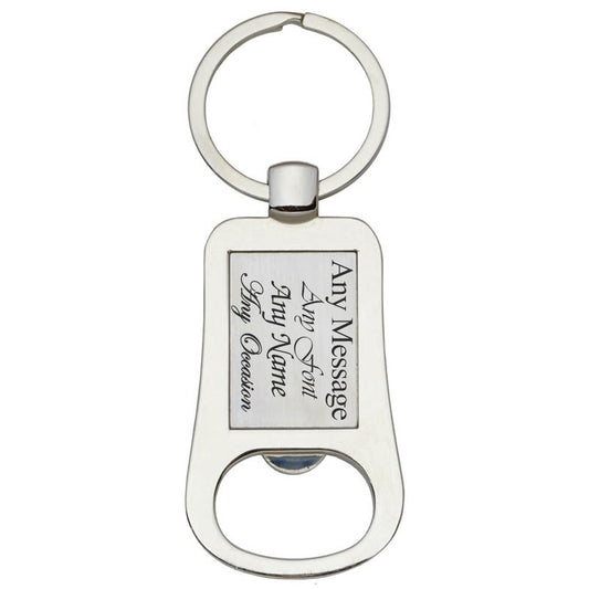 Engraved Rounded Edge Bottle Opener Keyring Image 1