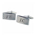 Engraved Rectangular Brushed Chrome Cufflinks with Crystals Image 1