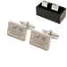 Engraved Rectangle Cufflinks with Initial and Date Design Image 2