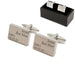 Engraved Rectangle Cufflinks with Name and Role Wedding Design Image 2