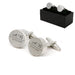 Engraved Round Cufflinks with Initial and Date Design Image 1