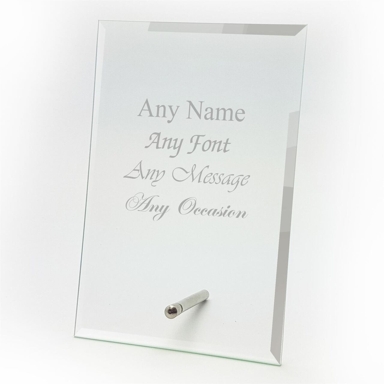 Personalised engraved 7 inch bevelled Glass Plaque, Personalise with any message Image 1