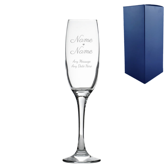 Engraved Wedding champagne flute, Gift Boxed Image 1
