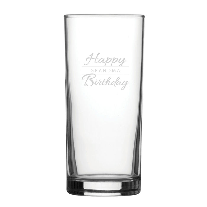 Happy Birthday Grandma Modern Design - Engraved Novelty Hiball Glass Image 1