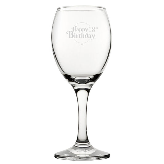 Happy 18th Birthday Balloon Design - Engraved Novelty Wine Glass Image 1