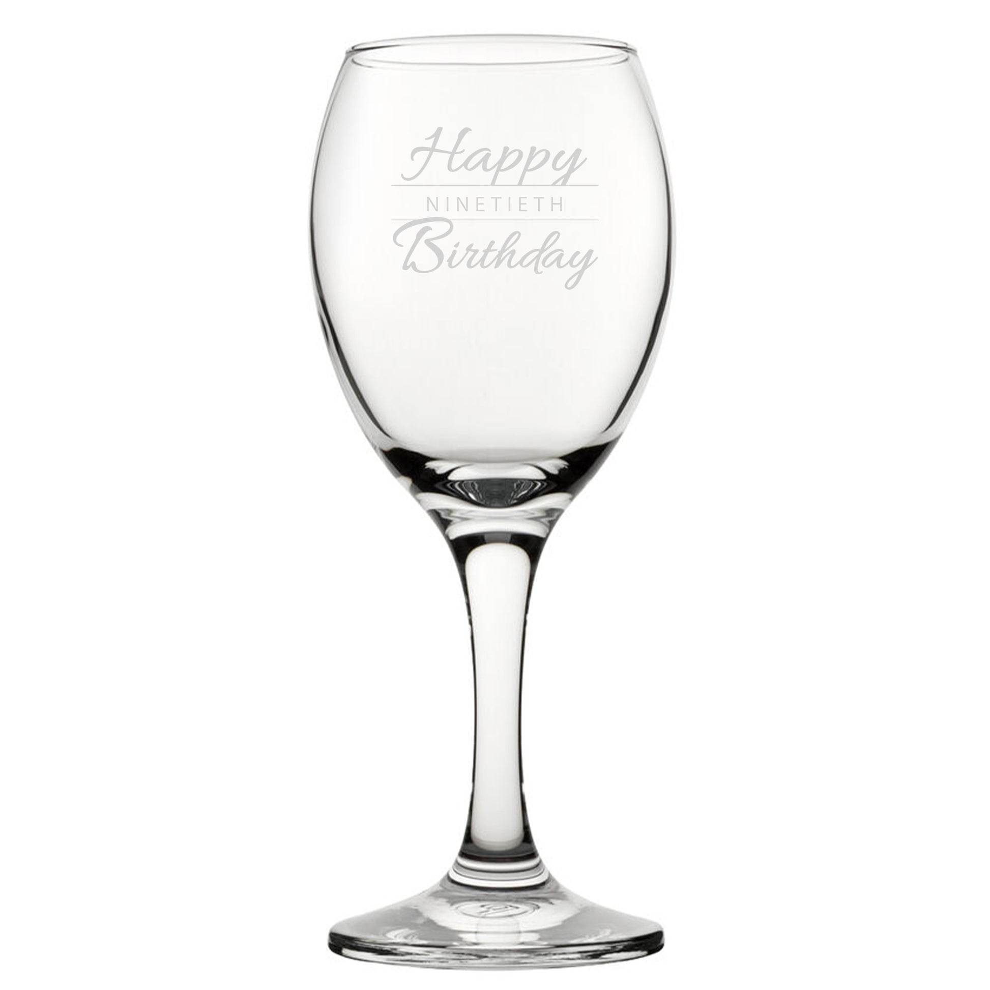 Happy 90th Birthday Modern Design - Engraved Novelty Wine Glass Image 1