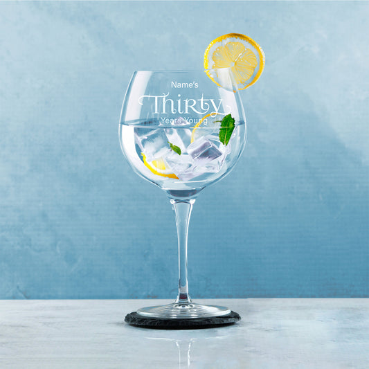 Engraved 30th Birthday Primeur Gin Glass Years Young Sweeping Font Image 4